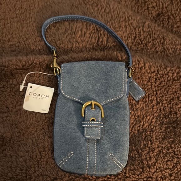 Coach Blue Suede Crossbody Bag - Picture 1 of 1